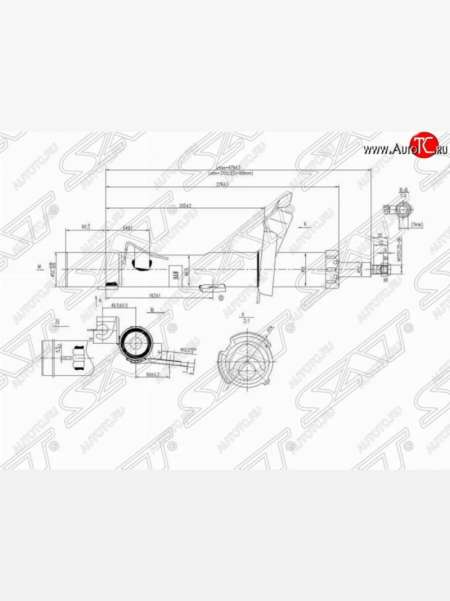 Правый амортизатор передний SAT Mazda 3/Axela BK дорестайлинг седан (2003-2006)  в Керчи Республика Крым