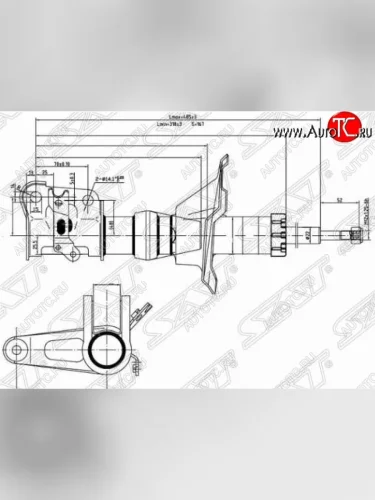 Правый амортизатор передний SAT (болт 14) Honda Civic ES седан дорестайлинг (2000-2003)