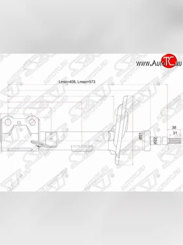 Правый амортизатор передний SAT Lexus RX350 AL10 дорестайлинг (2008-2012)