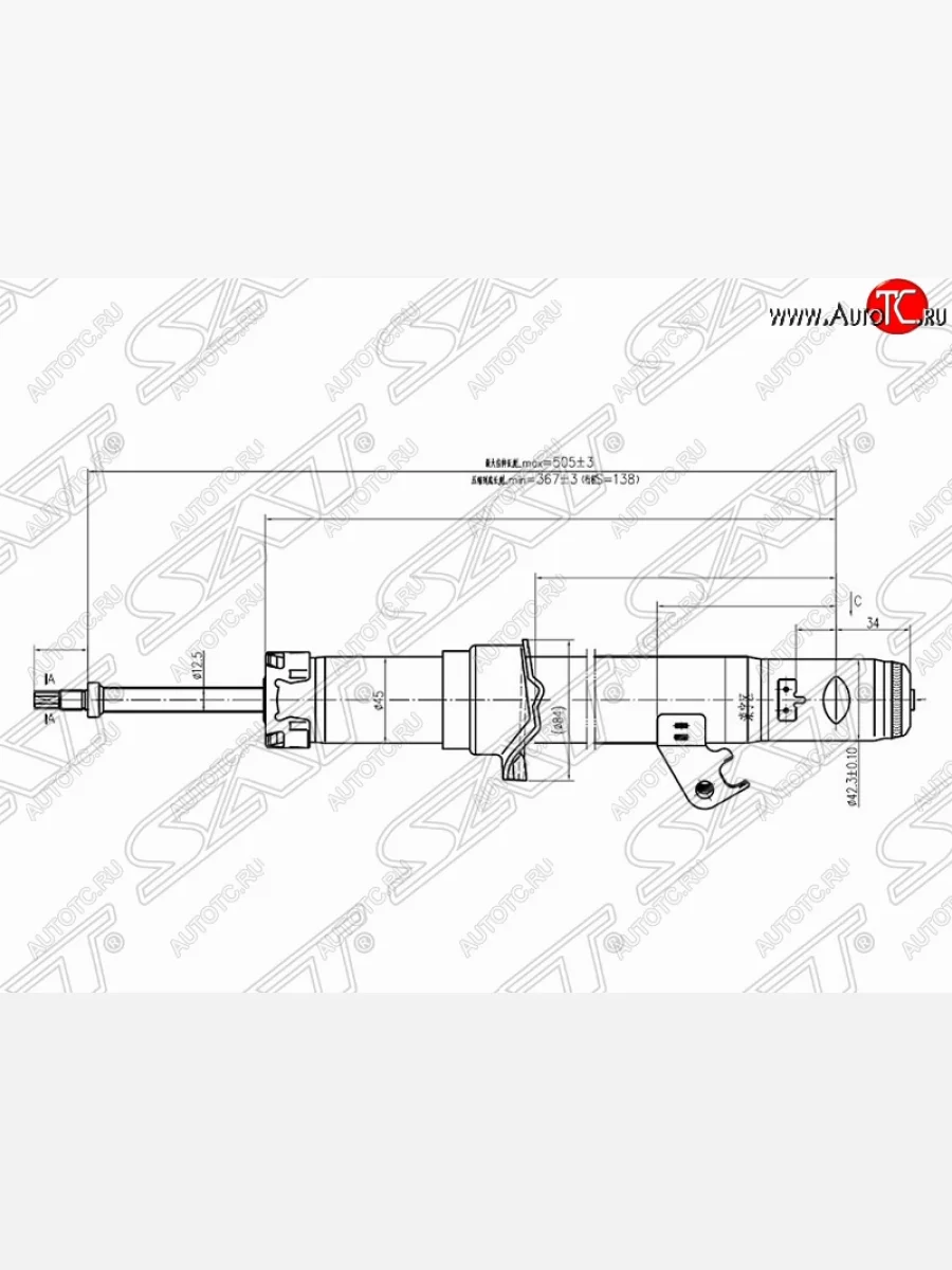 Правый амортизатор передний SAT Mazda 6 GG лифтбэк дорестайлинг (2002-2005)  в Керчи Республика Крым