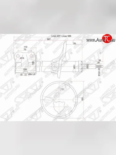 Правый амортизатор передний SAT Mitsubishi Lancer 10 CY седан рестайлинг (2011-2017)