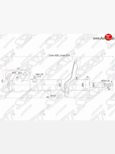 Правый амортизатор передний SAT Mitsubishi Outlander XL (CW)  рестайлинг (2010-2013)
