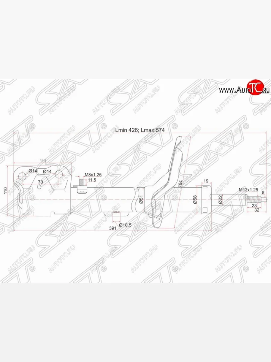 Правый амортизатор передний SAT CITROEN C-crosser (2007-2012)  в Самаре Самарской области