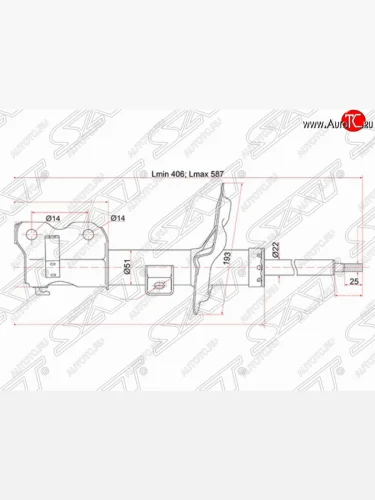Правый амортизатор передний SAT Nissan Teana 1 J31 дорестайлинг (2003-2005)