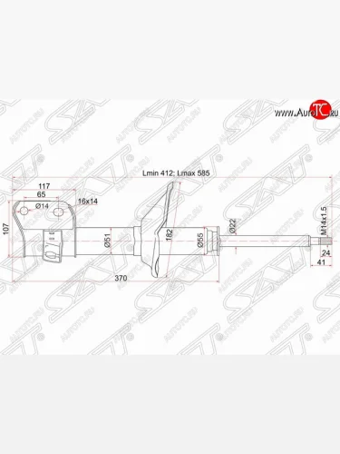 Правый амортизатор передний SAT Subaru Legacy BD/B11 седан дорестайлинг (1993-1996)