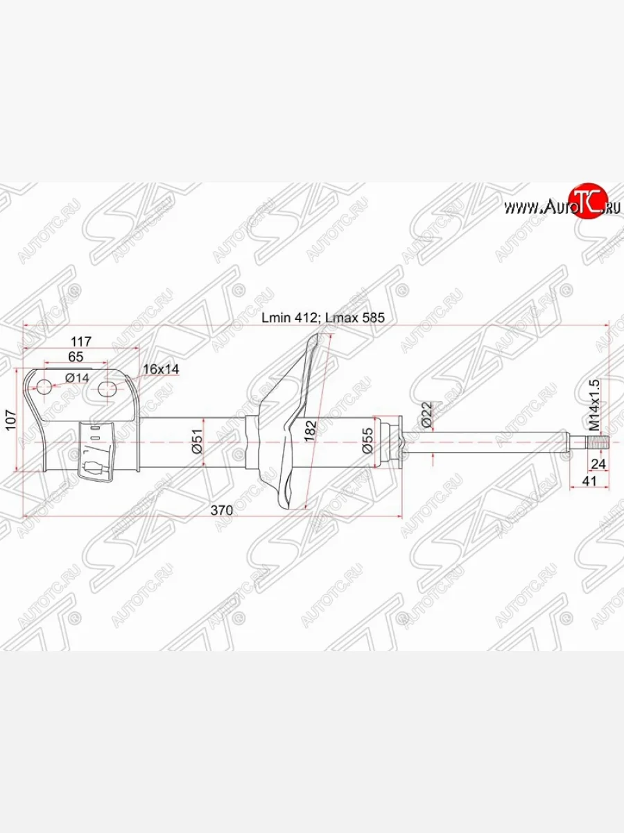 Правый амортизатор передний SAT Subaru Legacy BD/B11 седан дорестайлинг (1993-1996)  в Перми Пермском крае
