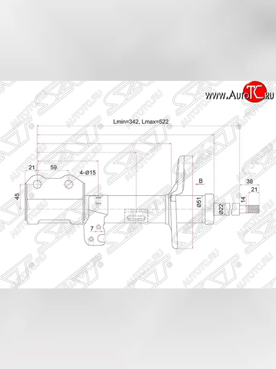 Правый амортизатор передний (2WD, 4WD) SAT Toyota Allion T260 - Premio T260 с доставкой в г. Кемерово