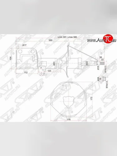 Правый амортизатор передний SAT Toyota Avensis T250 седан дорестайлинг (2003-2006)