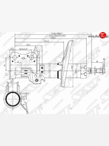 Правый амортизатор передний SAT Toyota Carina T190 седан дорестайлинг (1992-1994)