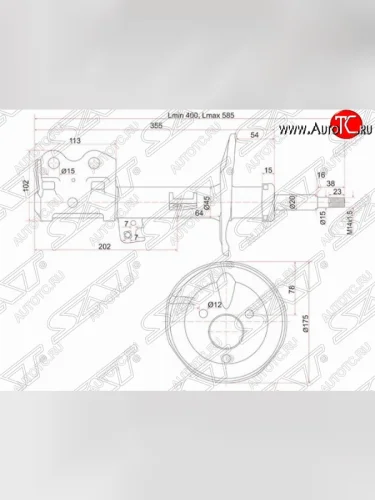 Правый амортизатор передний SAT Toyota Prius XW20 дорестайлинг (2003-2005)