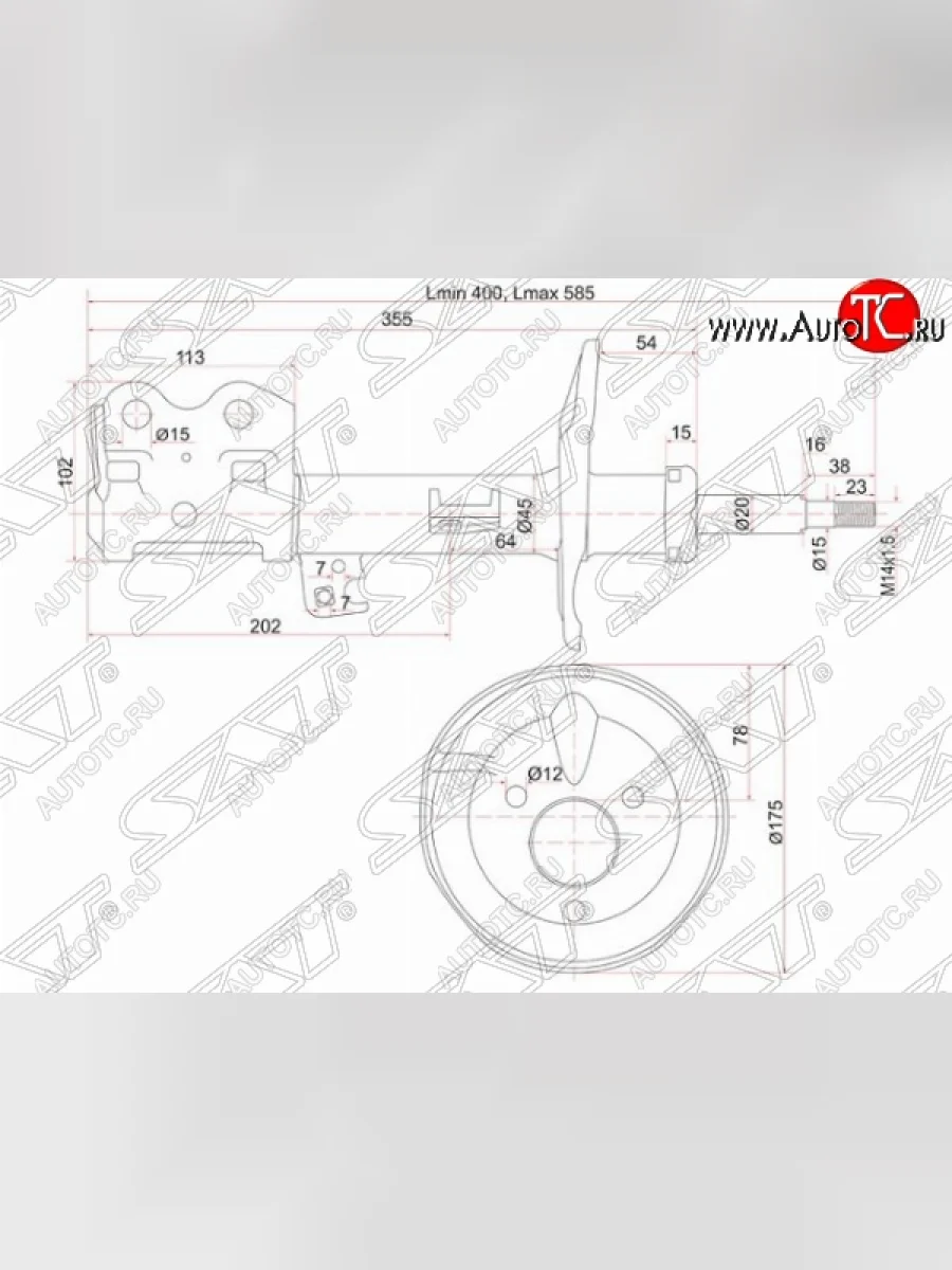 Правый амортизатор передний SAT Toyota Prius XW20 дорестайлинг (2003-2005)  в Керчи Республика Крым