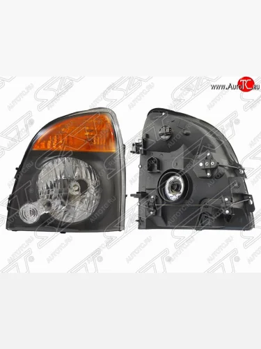 Фара передняя SAT (правая, черная) Hyundai Porter  AU,KR (1996-2011)