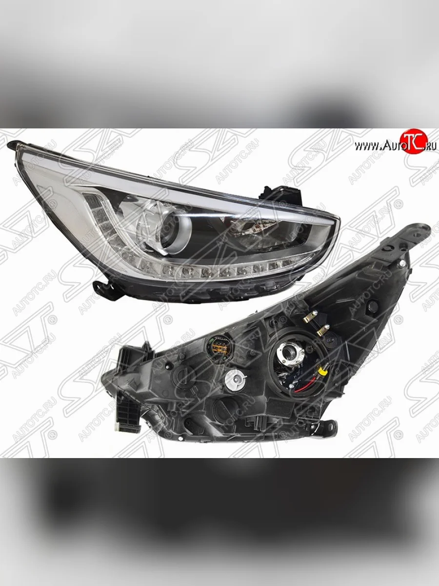 Правая фара передняя SAT (под корректор, ДХО) Hyundai Solaris RBr седан дорестайлинг (2010-2014)  в Самаре Самарской области