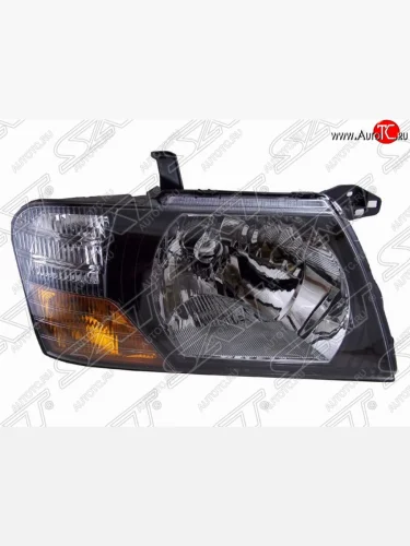 Правая фара передняя SAT (черная) Mitsubishi Pajero 3 V70 дорестайлинг (1999-2003)
