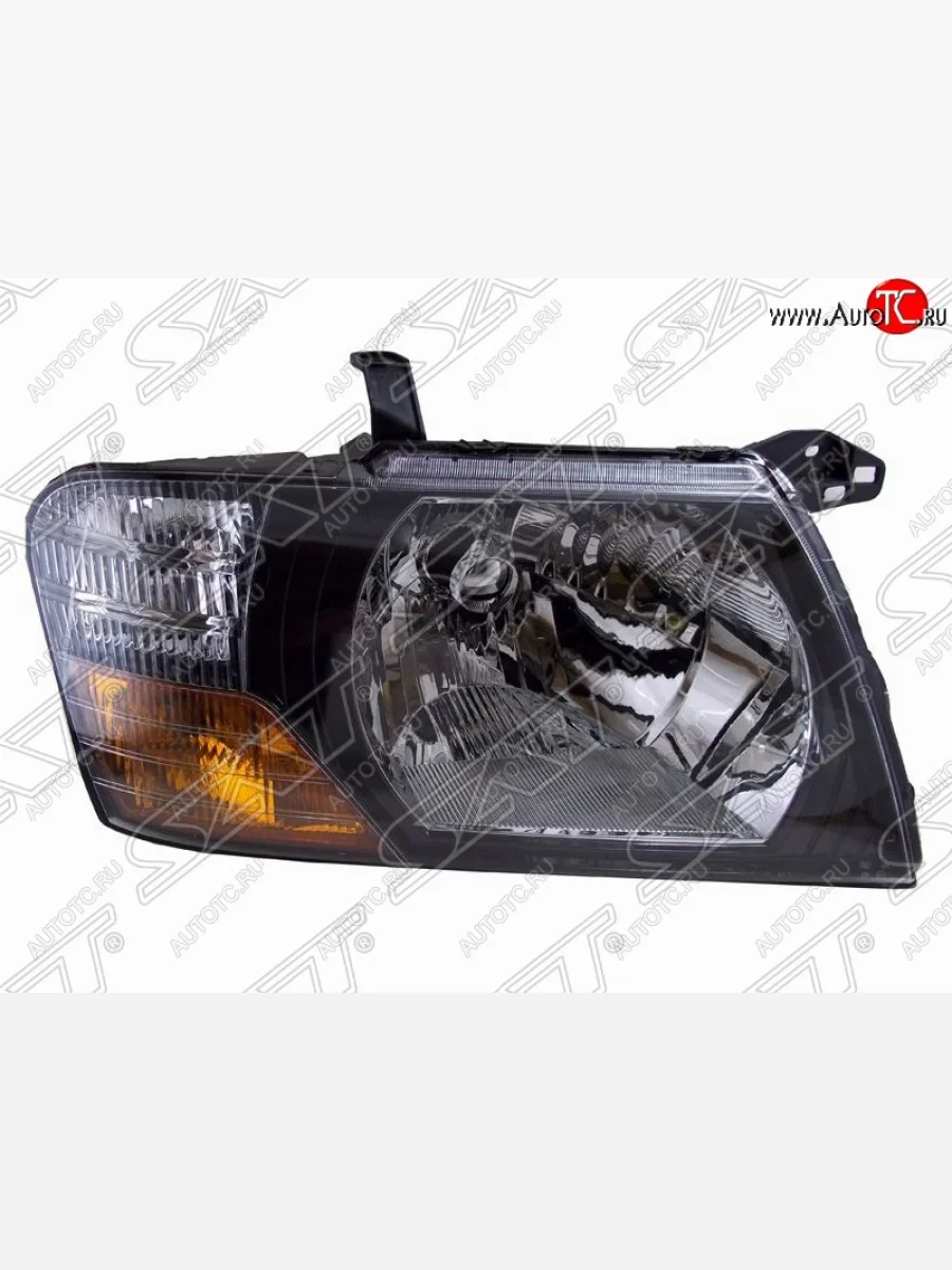 Правая фара передняя SAT (черная) Mitsubishi Pajero 3 V70 дорестайлинг (1999-2003)  в Самаре Самарской области