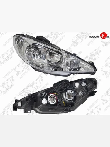 Правая фара передняя SAT (хрусталь) Peugeot 206 хэтчбэк 5 дв. 2AC дорестайлинг (1998-2003)