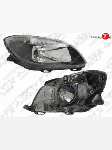 Правая фара передняя SAT (черная) Skoda Fabia Mk2 универсал рестайлинг (2010-2014)