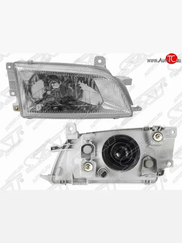 Правая фара передняя SAT (хрусталь, вертикальное крепление) Toyota Caldina T210 дорестайлинг универсал (1997-1999)