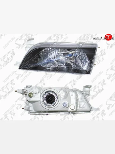 Правая фара SAT (черный хрусталь) Toyota Corolla E110 седан рестайлинг (2000-2002)