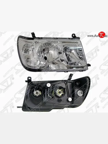 Правая фара передняя (дорестайлинг) SAT (хрусталь, цельная) Toyota Land Cruiser 10 100 1-ый рестайлинг (2002-2005)