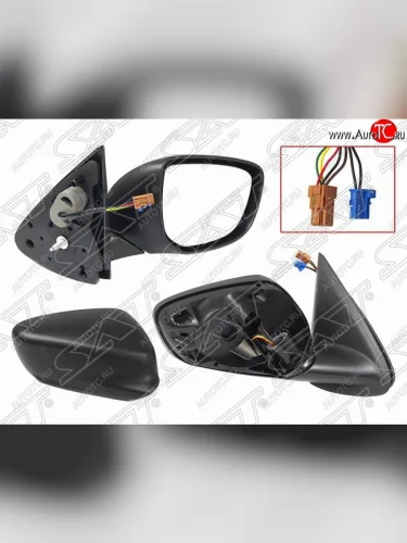 Правое боковое зеркало заднего вида SAT (обогрев, датчик тем-ры 7 контактов) Peugeot 301 (2012-2017)