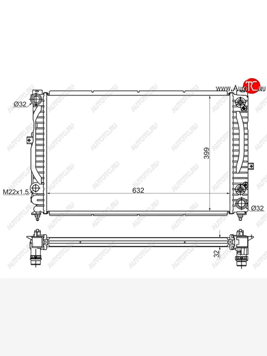 Радиатор двигателя SAT (пластинчатый, МКПП/АКПП) Skoda Superb седан 3U дорестайлинг (2001-2006)  с доставкой в г. Керчь