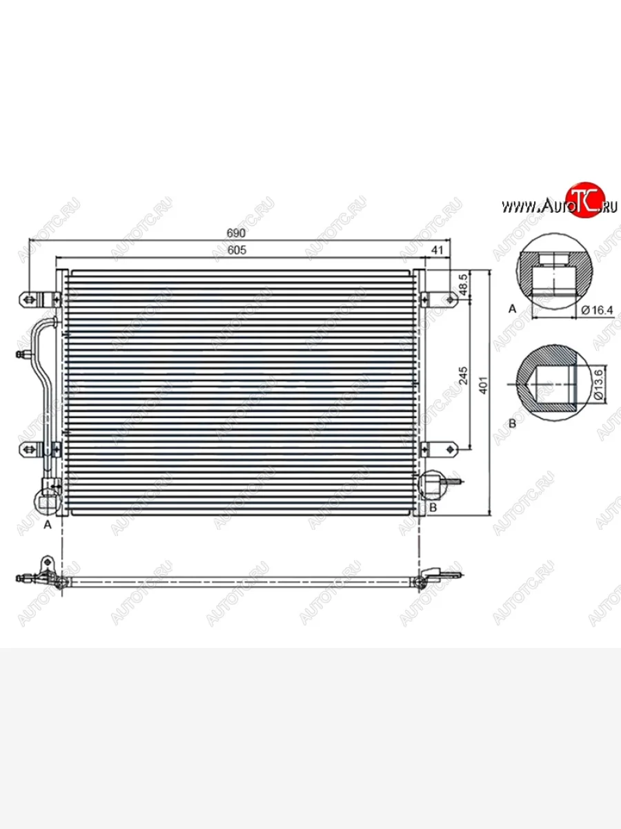 Радиатор кондиционера SAT (A4, A6 - 2.0, 3.0 / ALLROAD - 4.2, Китай) Audi A6 C5 дорестайлинг, седан (1997-2001)  в Перми Пермском крае
