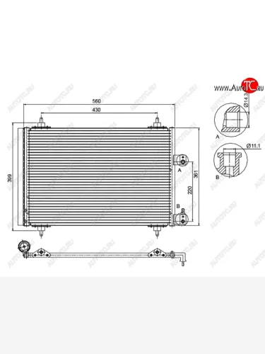 Радиатор кондиционера SAT (1.6D / 1.8 / 2.0 / 2.0D / 2.2D / 3.0) CITROEN C5 X40,DC лифтбэк дорестайлинг (2000-2004)