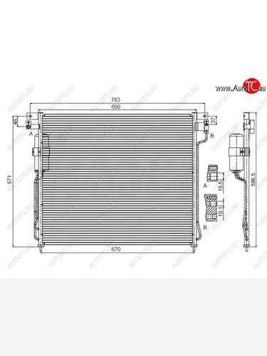 Радиатор кондиционера SAT Nissan Navara 2 D40 дорестайлинг (2004-2010)
