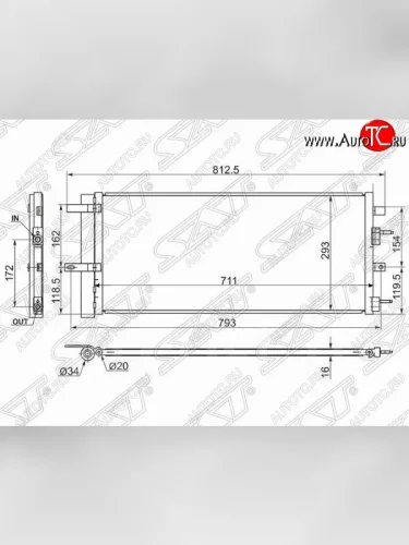 Радиатор кондиционера SAT Ford Edge CD539 рестайлинг (2018-2025)