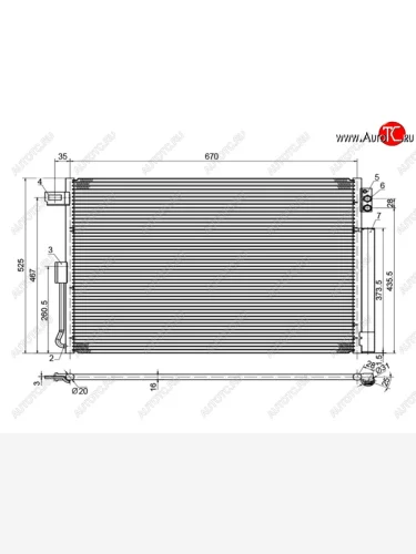 Радиатор кондиционера SAT Jeep Grand Cherokee  WK2 (2010-2013) дорестайлинг