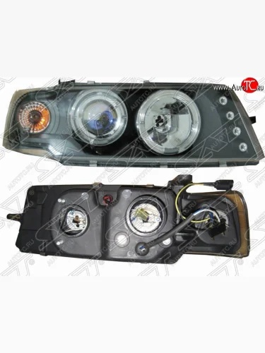 Правая фара передняя SAT (черный хрусталь) Opel Vectra A седан рестайлинг (1992-1995)