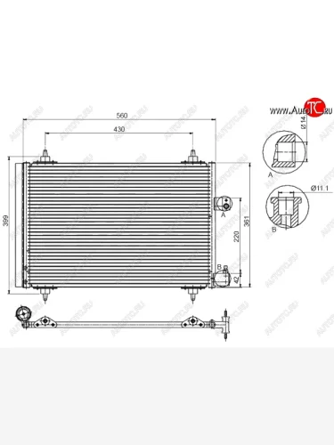 Радиатор кондиционера SAT CITROEN C5 X40,DC лифтбэк дорестайлинг (2000-2004)