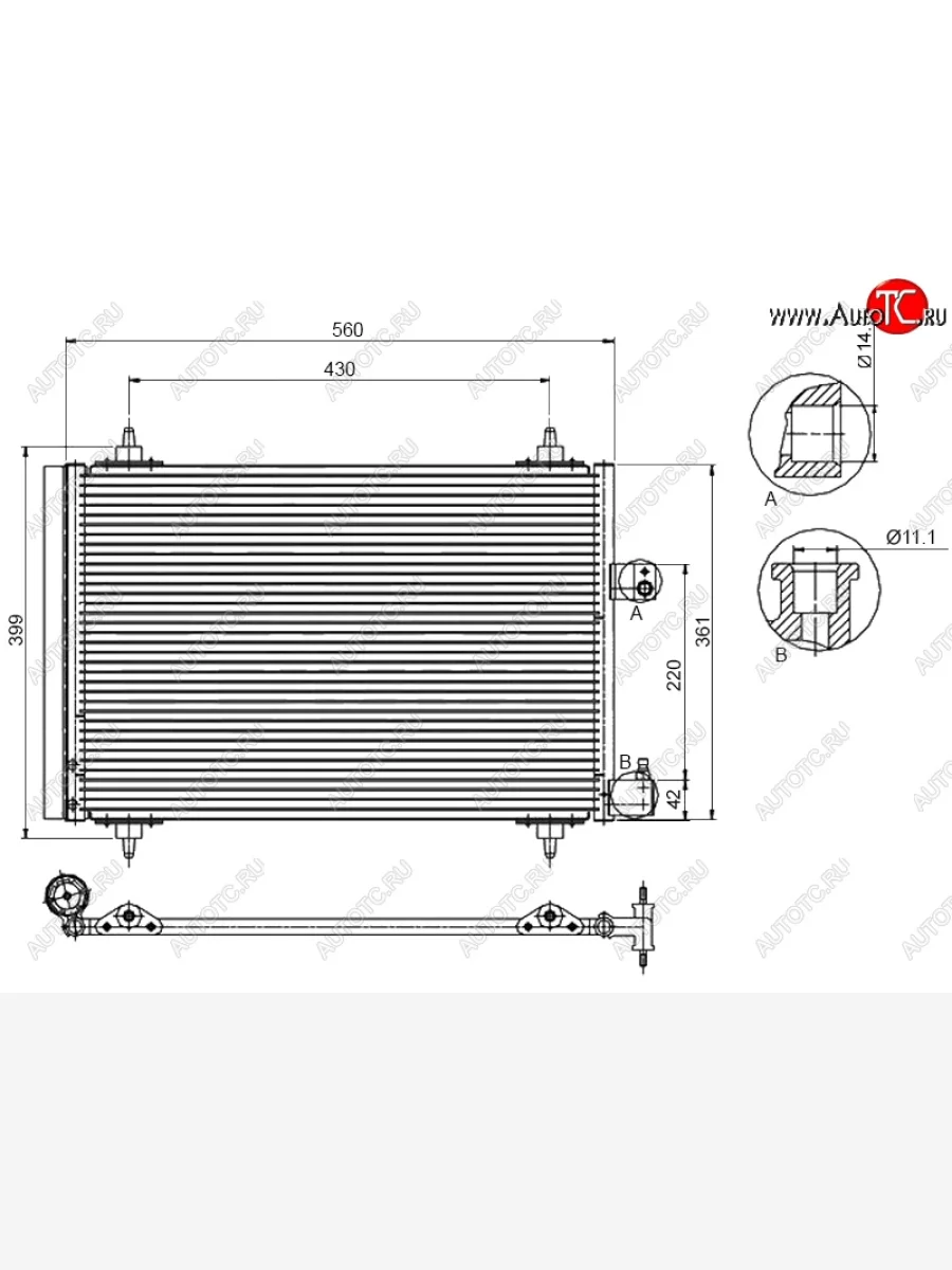 Радиатор кондиционера SAT  CITROEN C5 (2000-2004), Peugeot 407 (2004-2011)  в Керчи Республика Крым