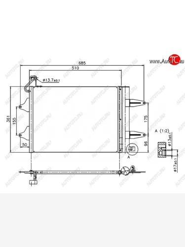 Радиатор кондиционера SAT Skoda Fabia Mk2 хэтчбэк дорестайлинг (2007-2010)