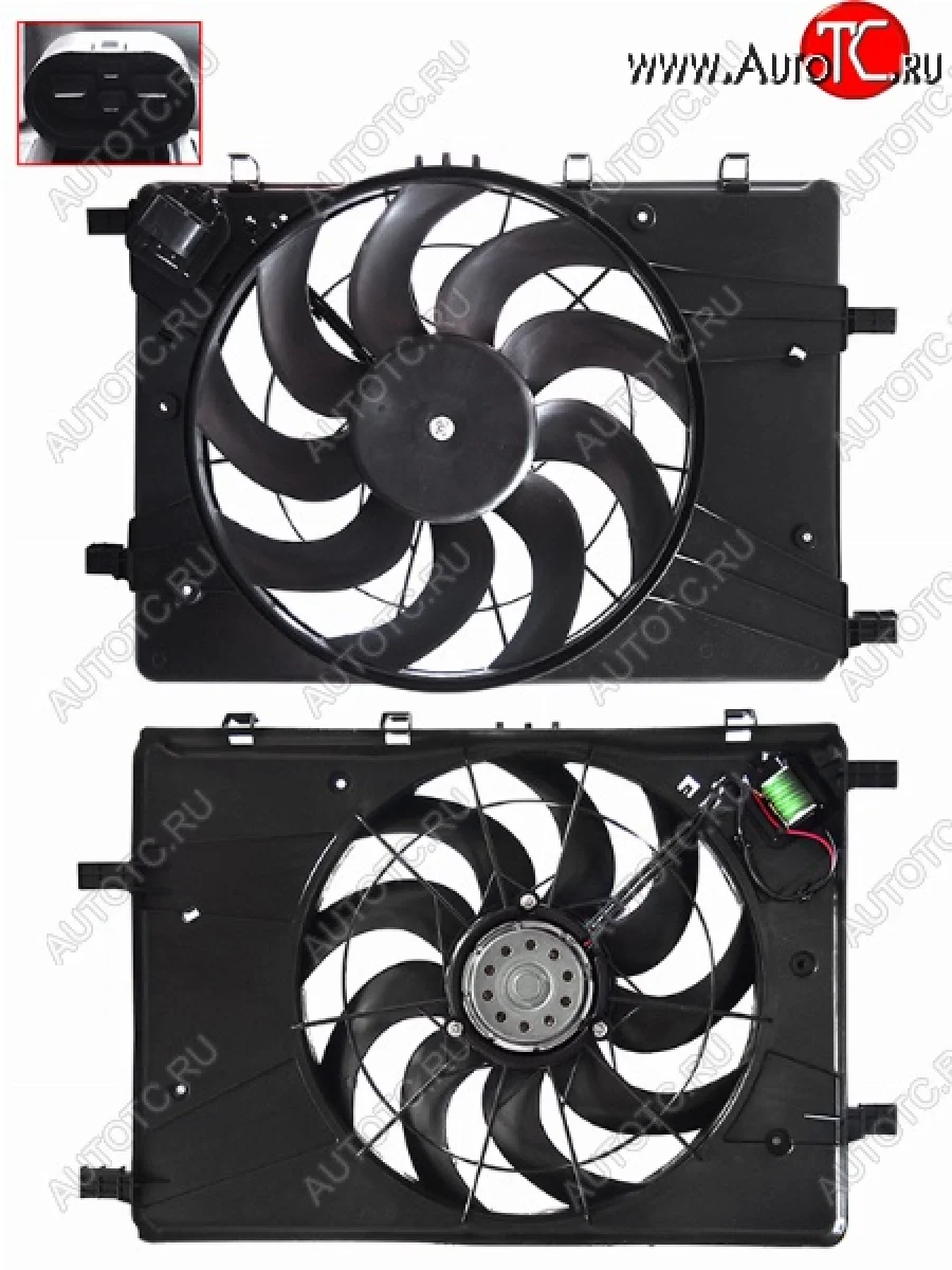 Вентилятор радиатора в сборе SAT (МКПП) Chevrolet Cruze J300 седан дорестайлинг (2009-2012)  с доставкой в г. Керчь