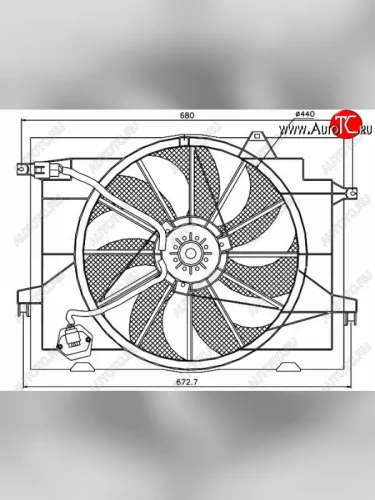 Вентилятор радиатора в сборе SAT (2,0i / 2,0d) Hyundai Tucson JM (2004-2010)