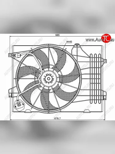 Вентилятор радиатора в сборе SAT (2,7i) Hyundai Tucson JM (2004-2010)