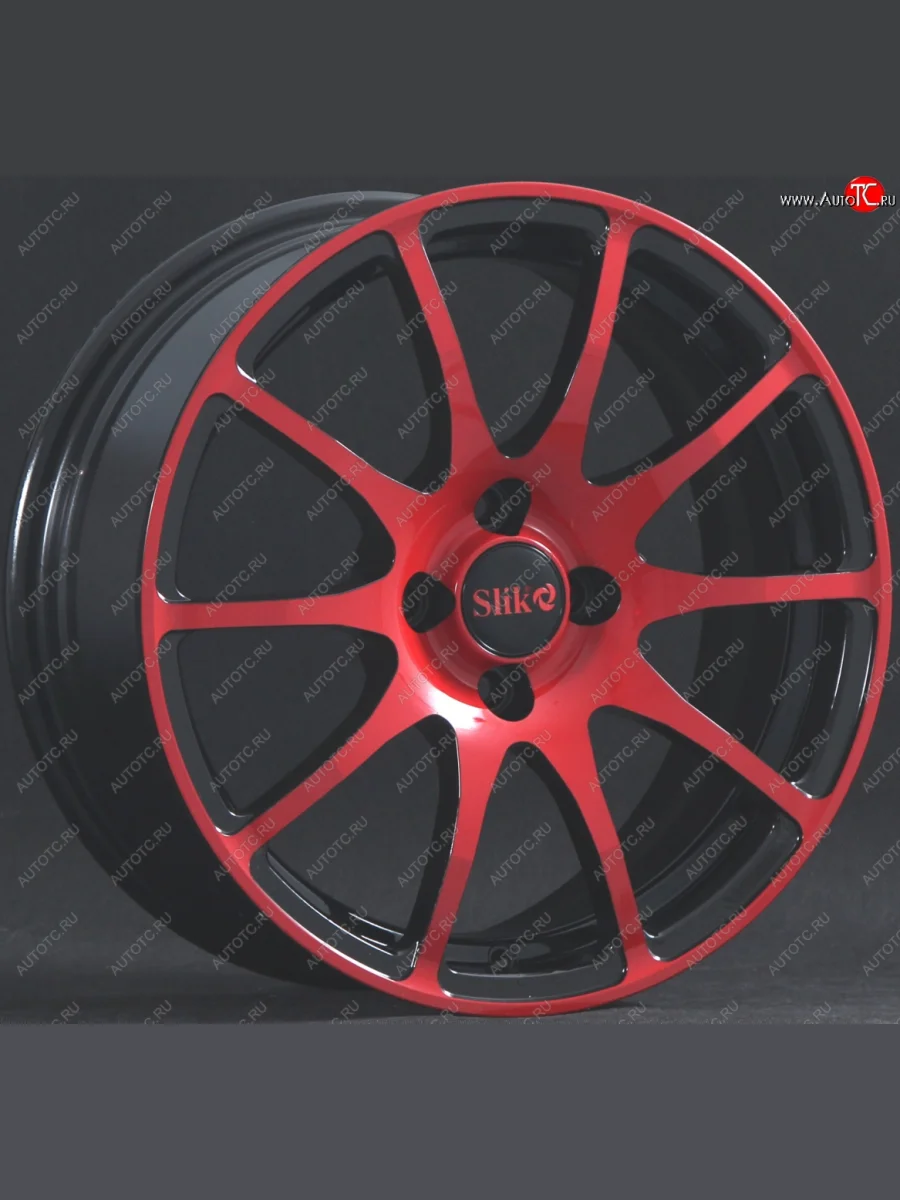 Кованый диск Slik classik R16x6.5 Черный глянцевый с красной лицевой поверхностью (BKFRED) 6.5x16 Seat Altea 5P дорестайлинг (2004-2009) 5x112.0xDIA57.1xET45.0 (Цвет: BKFRED)