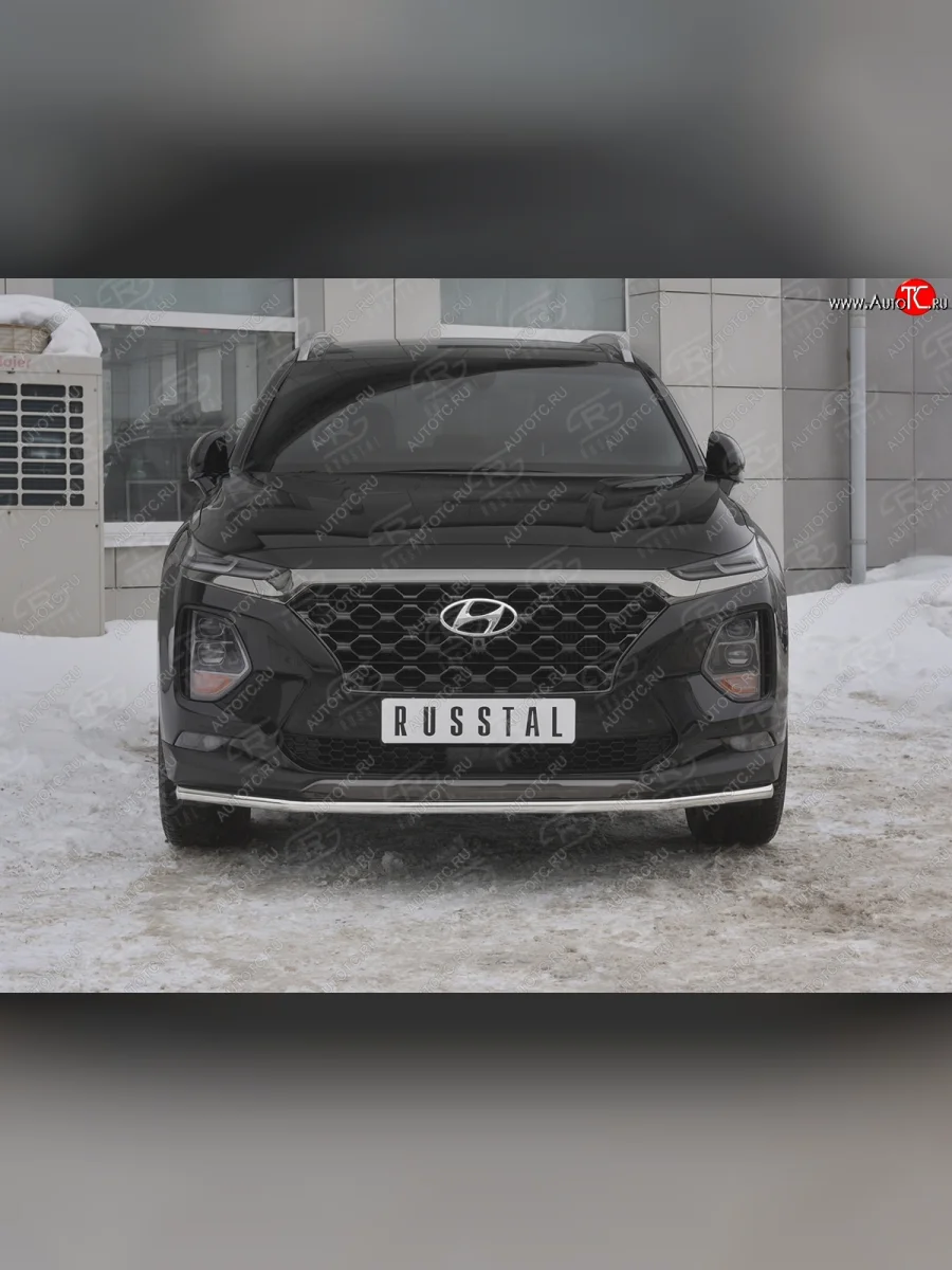 Защита переднего бампера (Ø42 мм, нержавейка) SLITKOFF  Hyundai Santa Fe (2018-2021) TM  в Самаре Самарской области