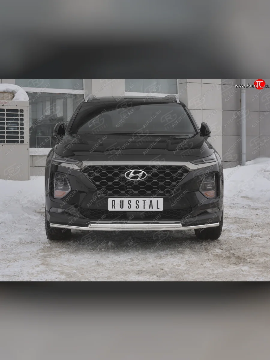 Защита переднего бампера из труб d42 SLITKOFF Hyundai Santa Fe TM дорестайлинг (2018-2021)  в Воронеже Воронежской области