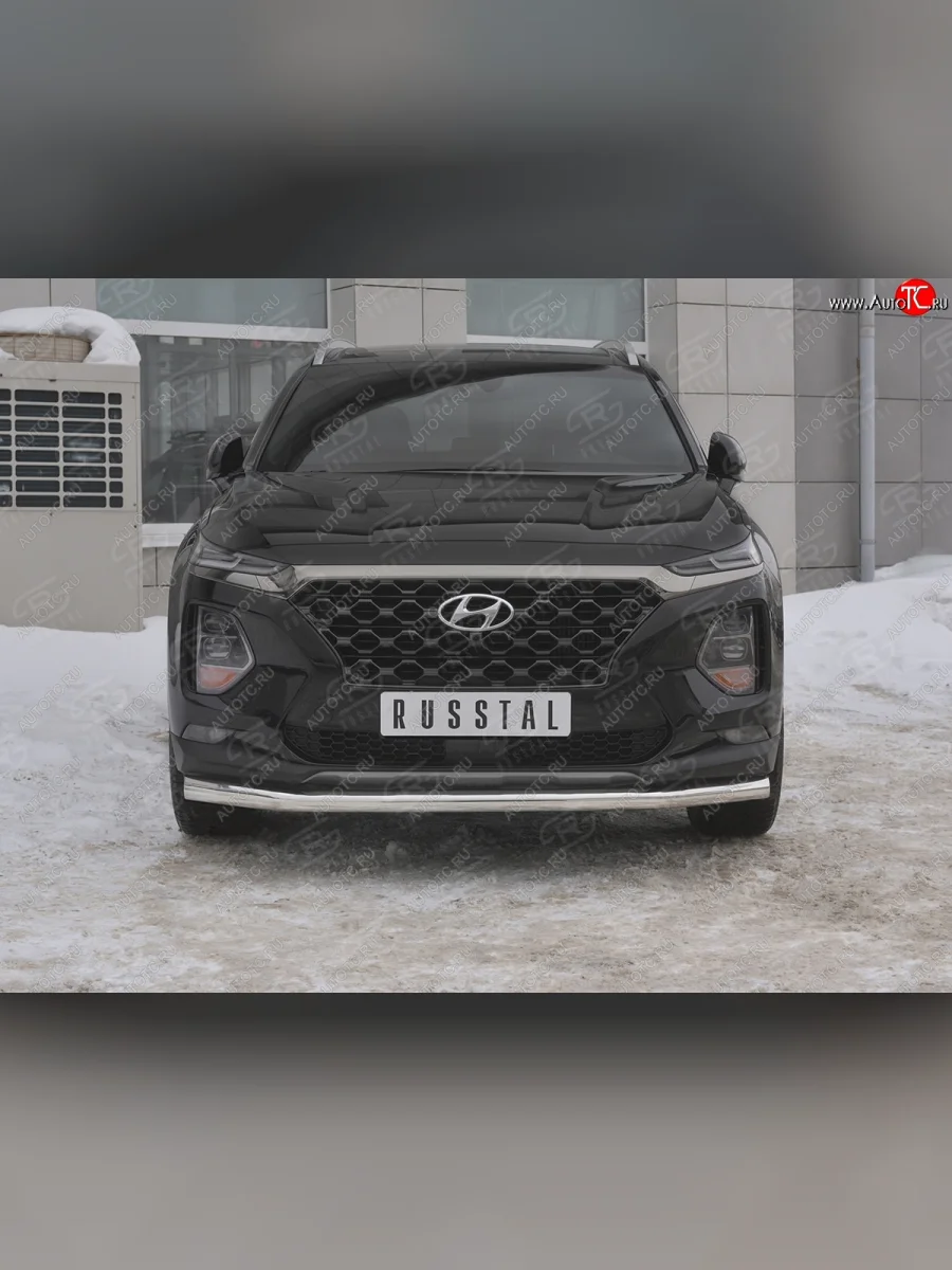 Защита переднего бампера (Ø63 мм, нержавейка) SLITKOFF Hyundai Santa Fe TM дорестайлинг (2018-2021)  в Керчи Республика Крым
