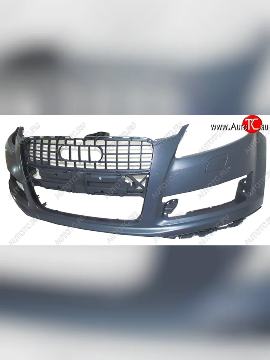 Передний бампер SAT (под омыватели) Audi Q7 4L рестайлинг (2009-2015) (Неокрашенный)  в Воронеже Воронежской области