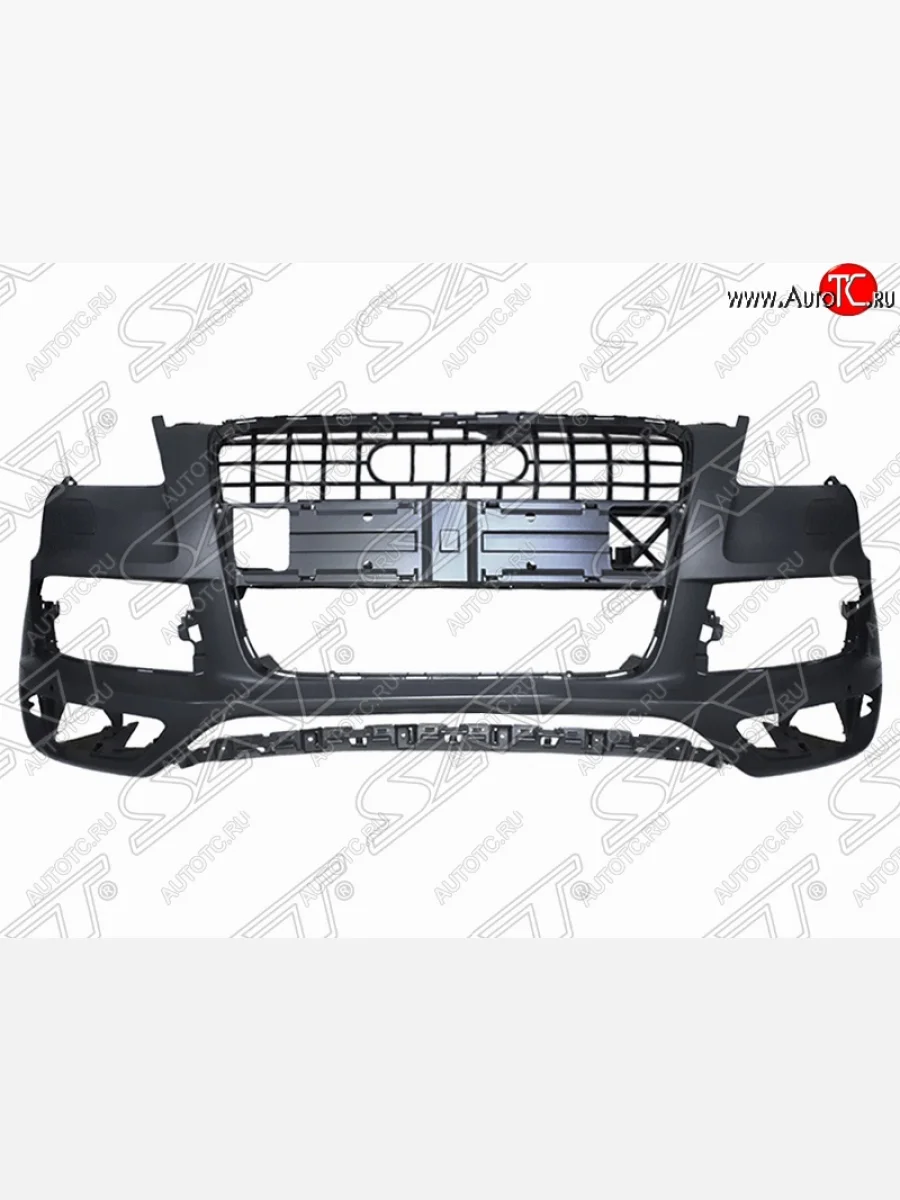 Передний бампер SAT (под омыватели, S-LINE) Audi Q7 4L рестайлинг (2009-2015) (Неокрашенный)  в Воронеже Воронежской области