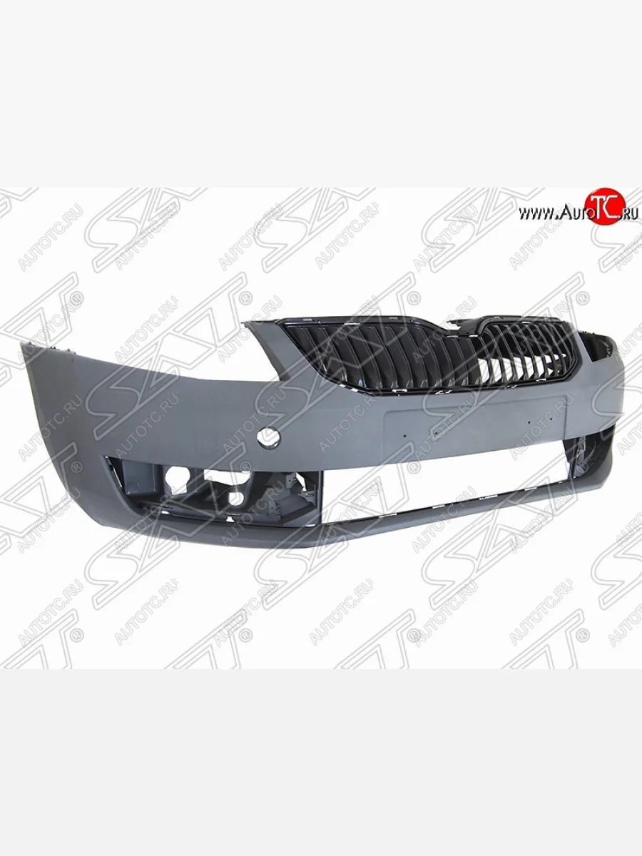 Передний бампер (с решеткой) SAT Skoda Octavia A7 дорестайлинг лифтбэк (2012-2017) (Неокрашенный)  с доставкой в г. Пермь