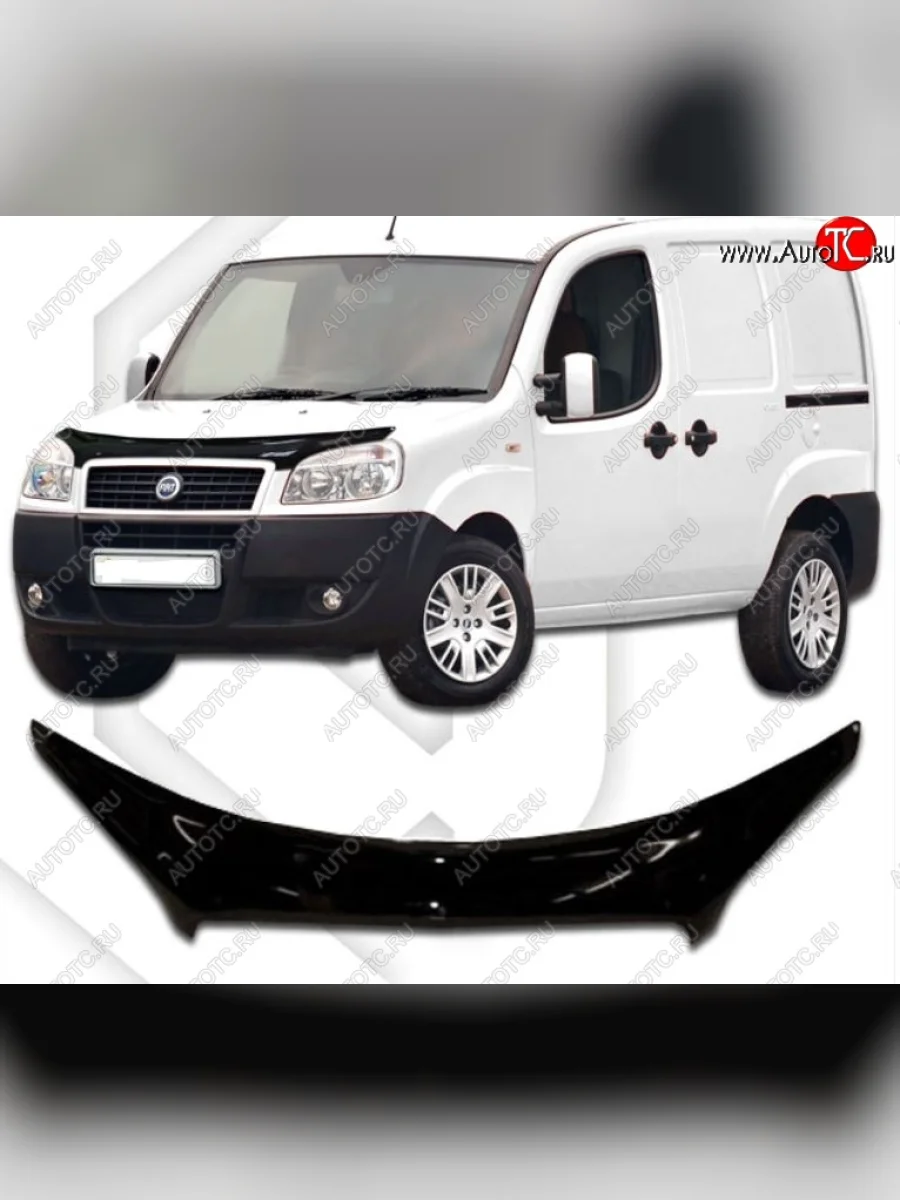 Дефлектор капота CA-Plastiс exclusive Fiat Doblo 223 рестайлинг (2005-2016) (Classic черный, Без надписи)  в Керчи Республика Крым