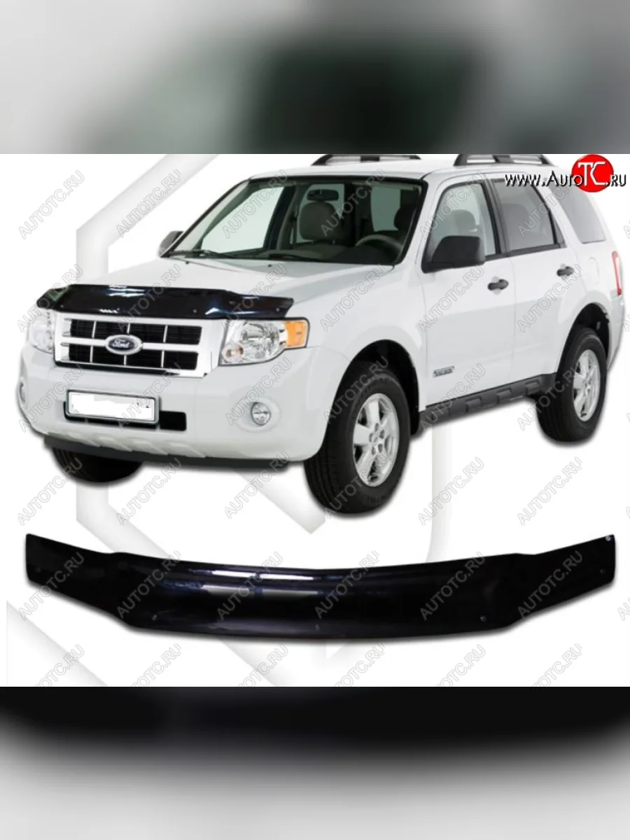 Дефлектор капота (USA) CA-Plastiс exclusive Ford Escape 2 (2008-2012) (Classic черный, Без надписи)  в Самаре Самарской области