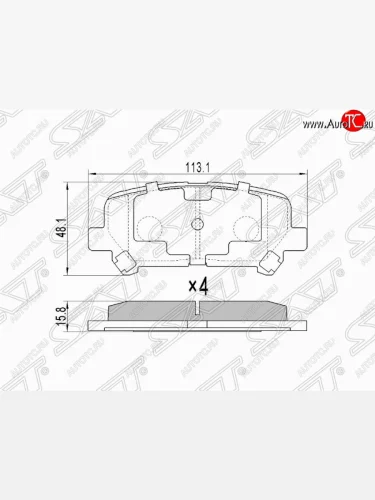 Комплект задних тормозных колодок SAT Honda Pilot YF4 дорестайлинг (2008-2011)