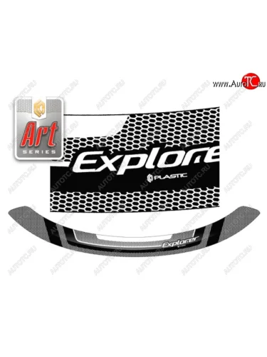Дефлектор капота CA-Plastiс (Серия Art черная) Ford Explorer U502 дорестайлинг (2010-2016)