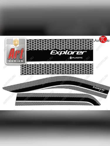 Дефлектора окон CA-Plastic (Серия Art черная) Ford Explorer  U502 (2010-2016) дорестайлинг